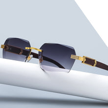 Load image into Gallery viewer, 2022 Luxury Brand Designer Square Rimless Sunglasses Women Men Fashion Vintage Popular Travel Wooden Sun Glasses Metal Shades
