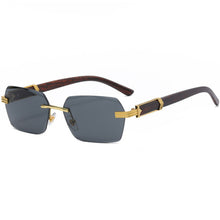 Load image into Gallery viewer, 2022 Luxury Brand Designer Square Rimless Sunglasses Women Men Fashion Vintage Popular Travel Wooden Sun Glasses Metal Shades
