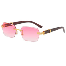 Load image into Gallery viewer, 2022 Luxury Brand Designer Square Rimless Sunglasses Women Men Fashion Vintage Popular Travel Wooden Sun Glasses Metal Shades
