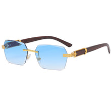 Load image into Gallery viewer, 2022 Luxury Brand Designer Square Rimless Sunglasses Women Men Fashion Vintage Popular Travel Wooden Sun Glasses Metal Shades

