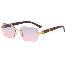 Load image into Gallery viewer, 2022 Luxury Brand Designer Square Rimless Sunglasses Women Men Fashion Vintage Popular Travel Wooden Sun Glasses Metal Shades
