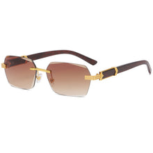 Load image into Gallery viewer, 2022 Luxury Brand Designer Square Rimless Sunglasses Women Men Fashion Vintage Popular Travel Wooden Sun Glasses Metal Shades
