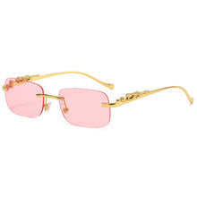 Load image into Gallery viewer, Fashion Vintage Rimless Square Sunglasses Women Men Luxury Brand Designer Popular Travel Driving Leopard Head Small Sun Glasses
