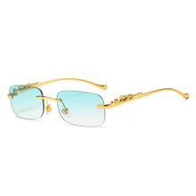 Load image into Gallery viewer, Fashion Vintage Rimless Square Sunglasses Women Men Luxury Brand Designer Popular Travel Driving Leopard Head Small Sun Glasses
